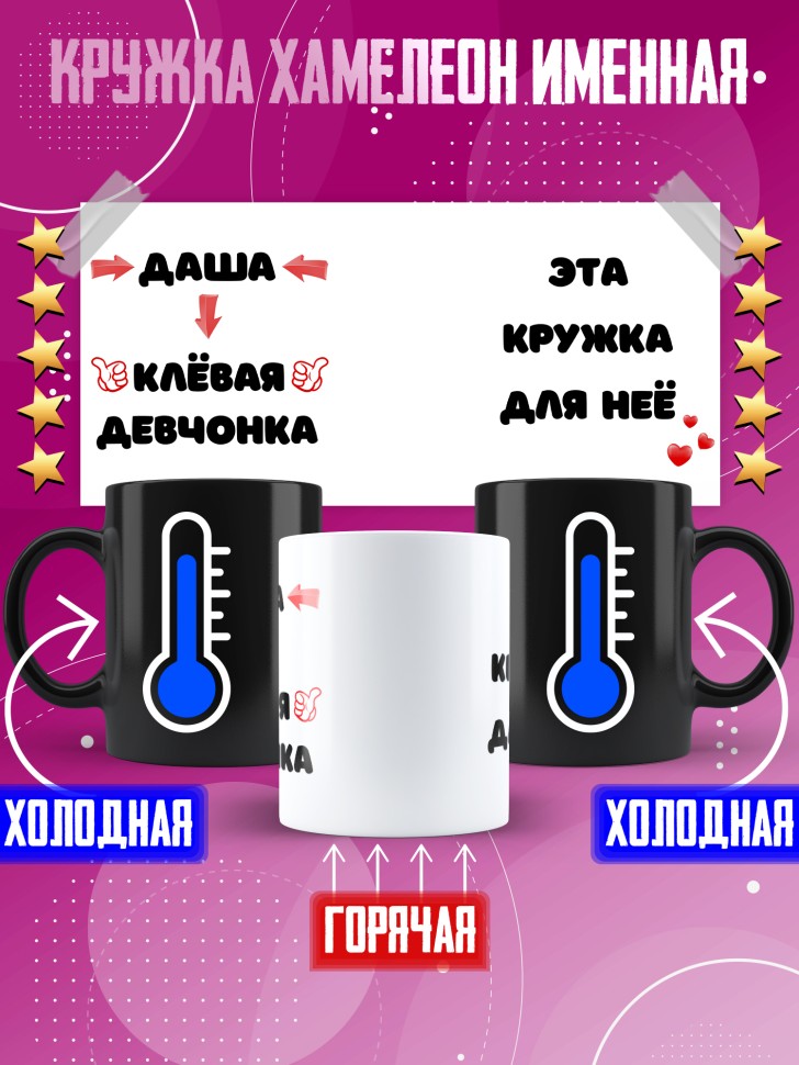 Именная кружка хамелеон в подарок подруге Именная кружка хамелеон в подарок подруге