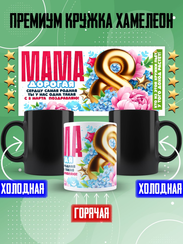 Кружка хамелеон в подарок маме на 8 марта Кружка хамелеон в подарок маме на 8 марта
