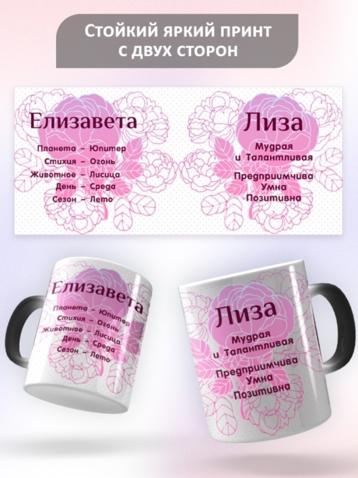 Подарок девушке женщине, кружка с именем Лиза