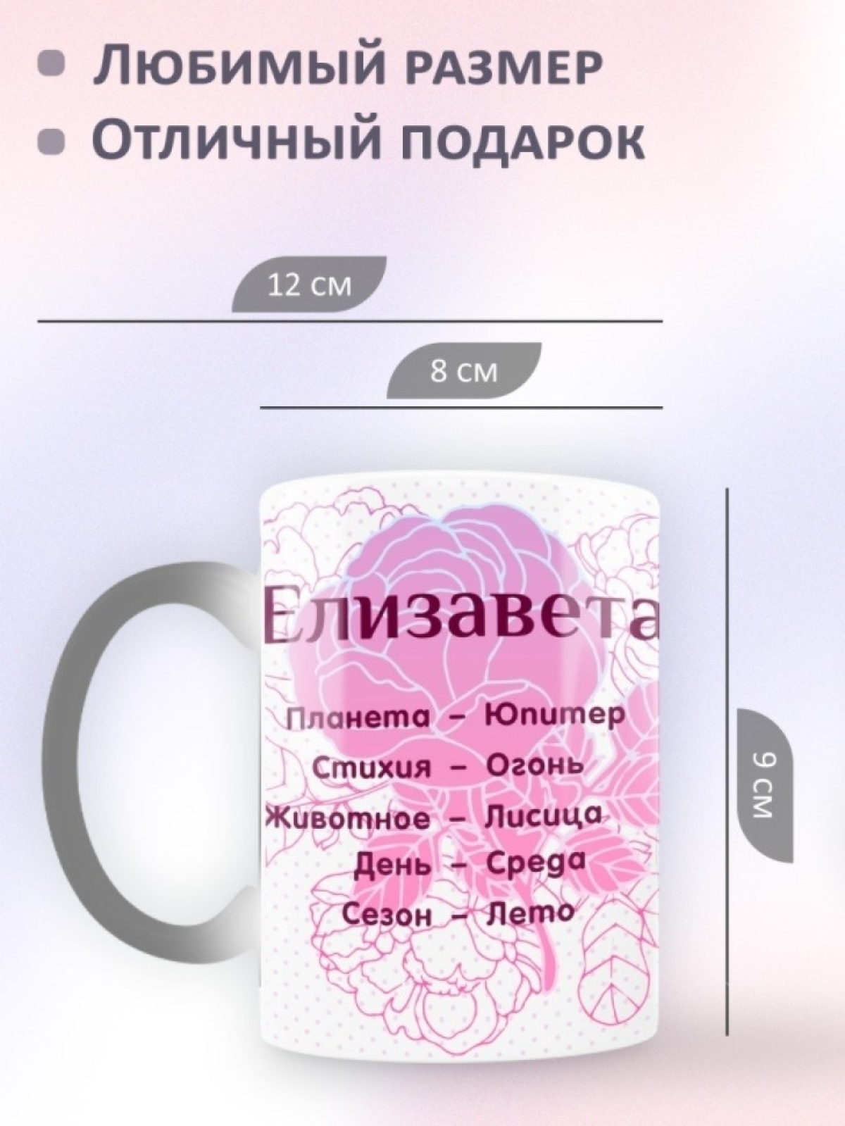 Подарок девушке женщине, кружка с именем Лиза