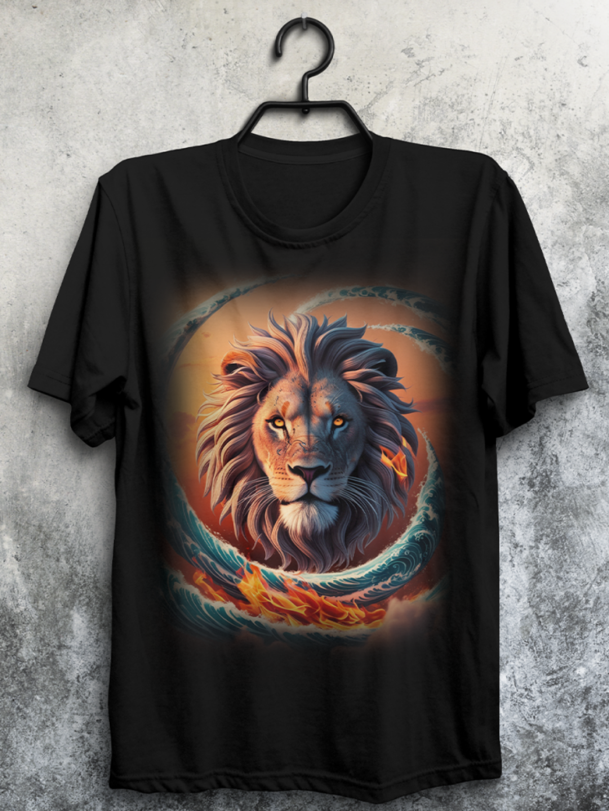 Футболка оверсайз черная унисекс с принтом LION 
