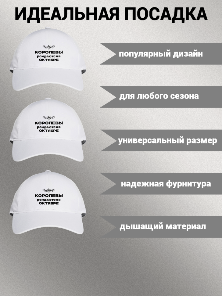 Бейсболка женская кепка с принтом надписью КОРОЛЕВЫ РОЖДАЮТС