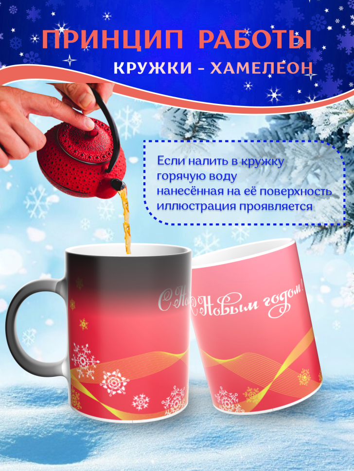 Подарок на новый год Кружка-хамелеон С Новым годом