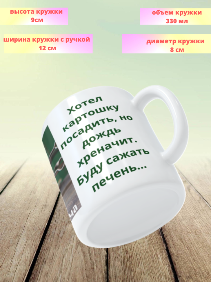 Прикольный подарок кружка дачнику керамическая принт дача