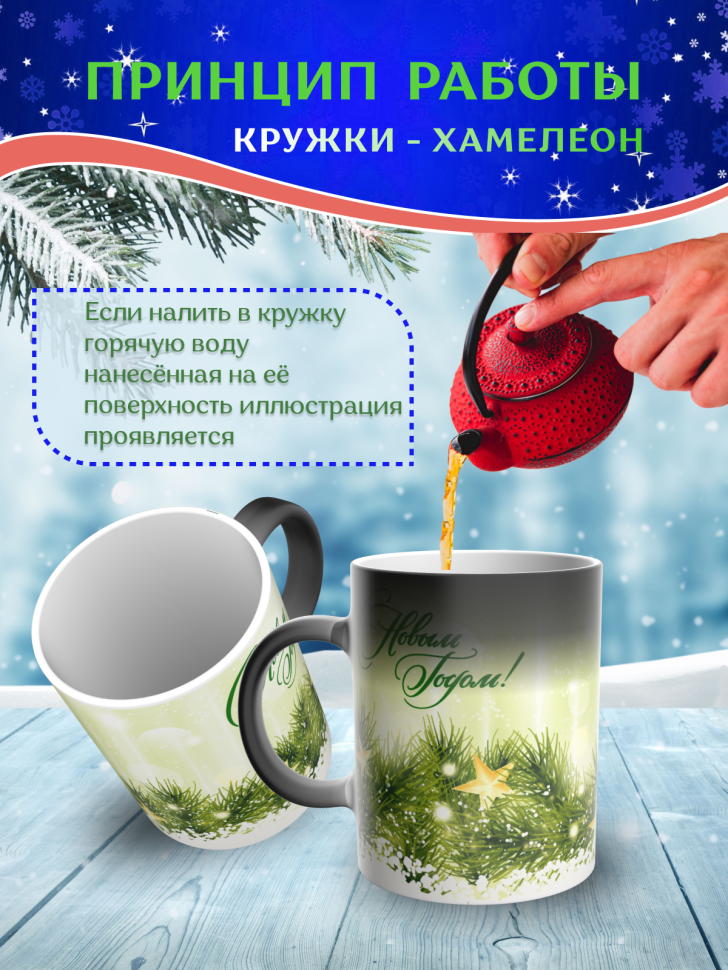 Подарок на новый год Кружка-хамелеон С Новым годом