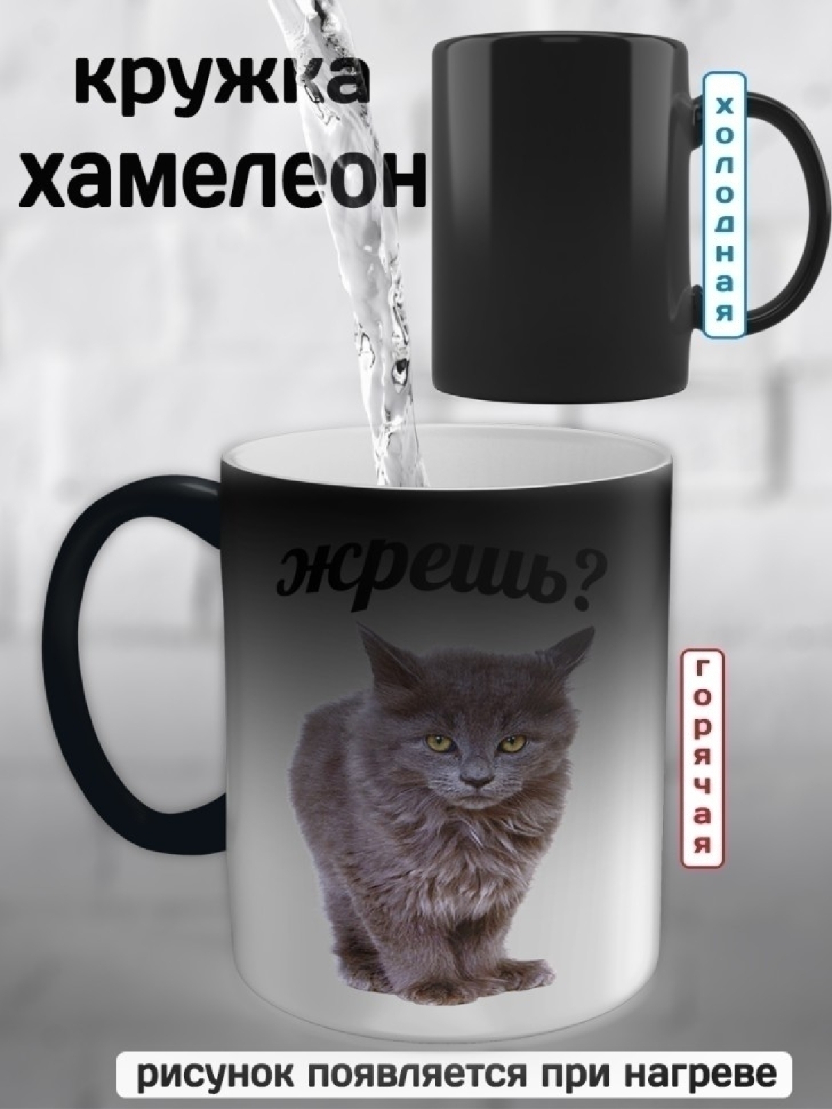 Кружка хамелеон кот в подарок Кружка хамелеон кот в подарок