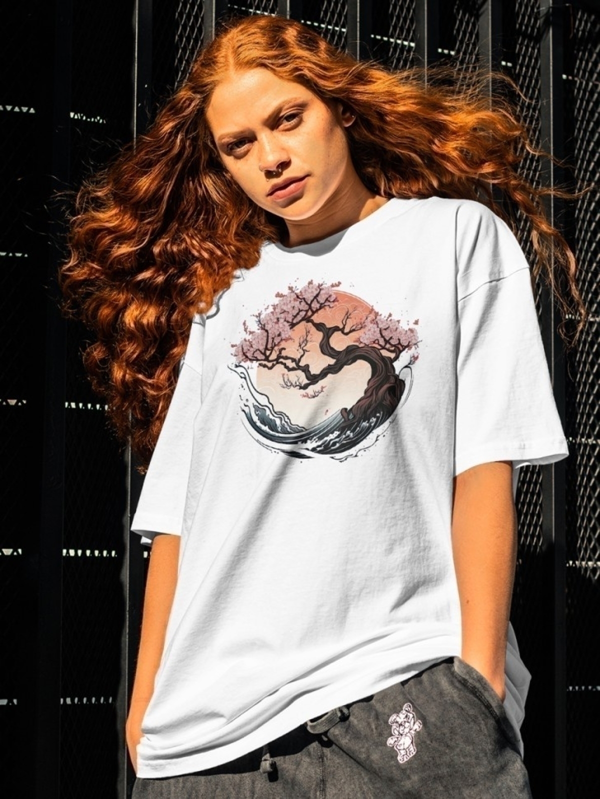 Футболка оверсайз с принтом сакура 5 Футболка оверсайз с принтом сакура 5