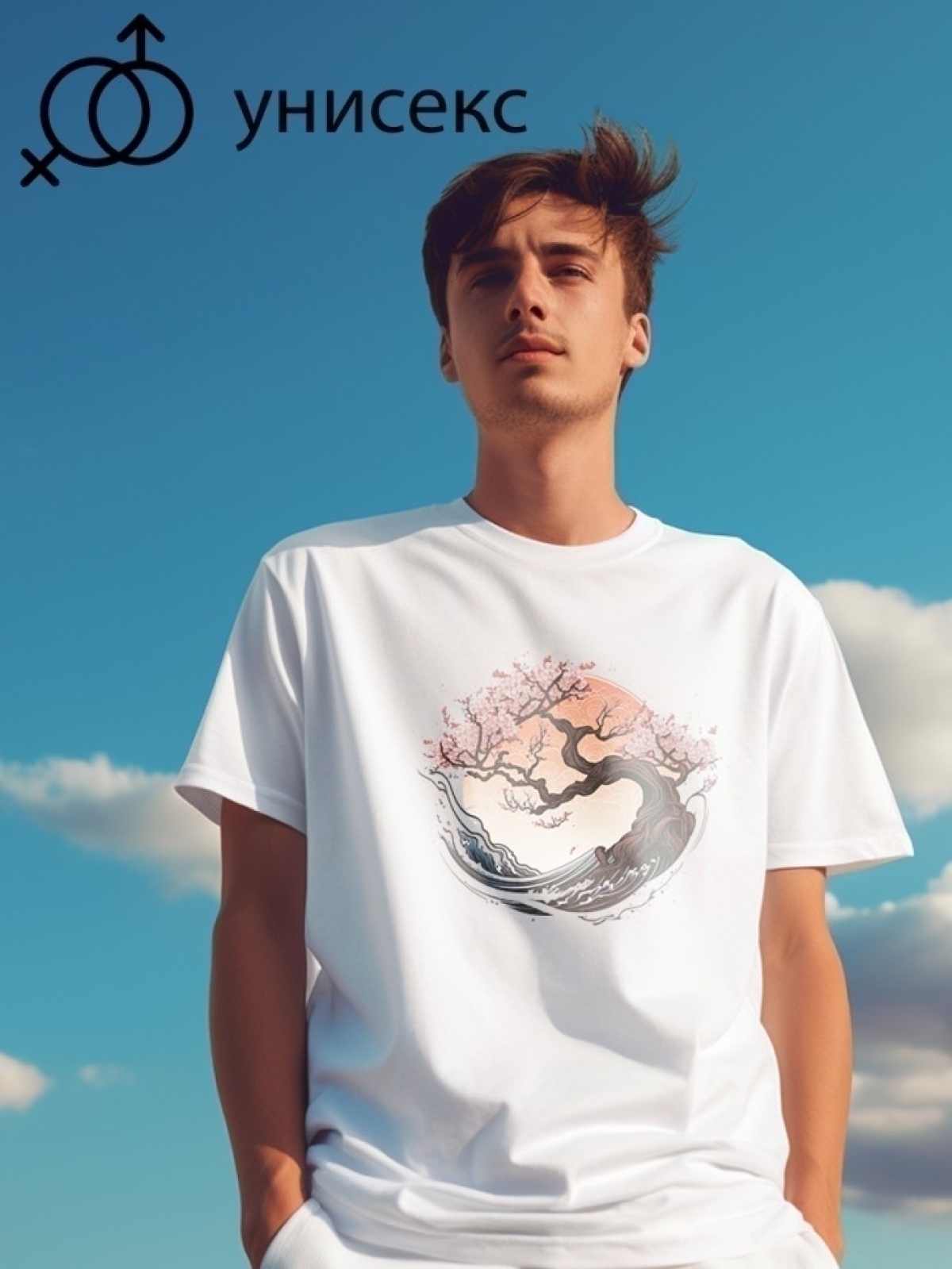 Футболка оверсайз с принтом сакура 5