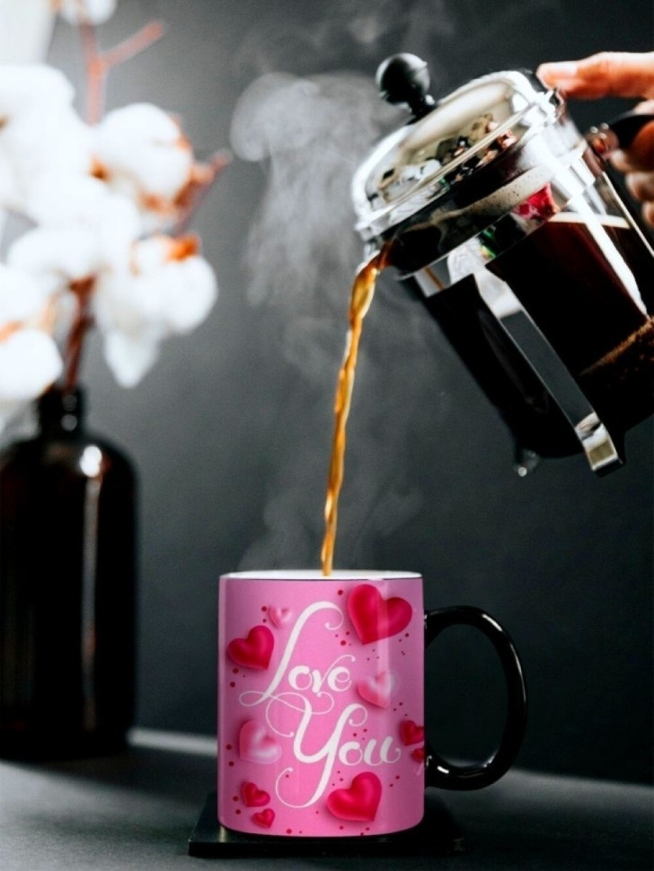 Кружка хамелеон керамическая с принтом I love you