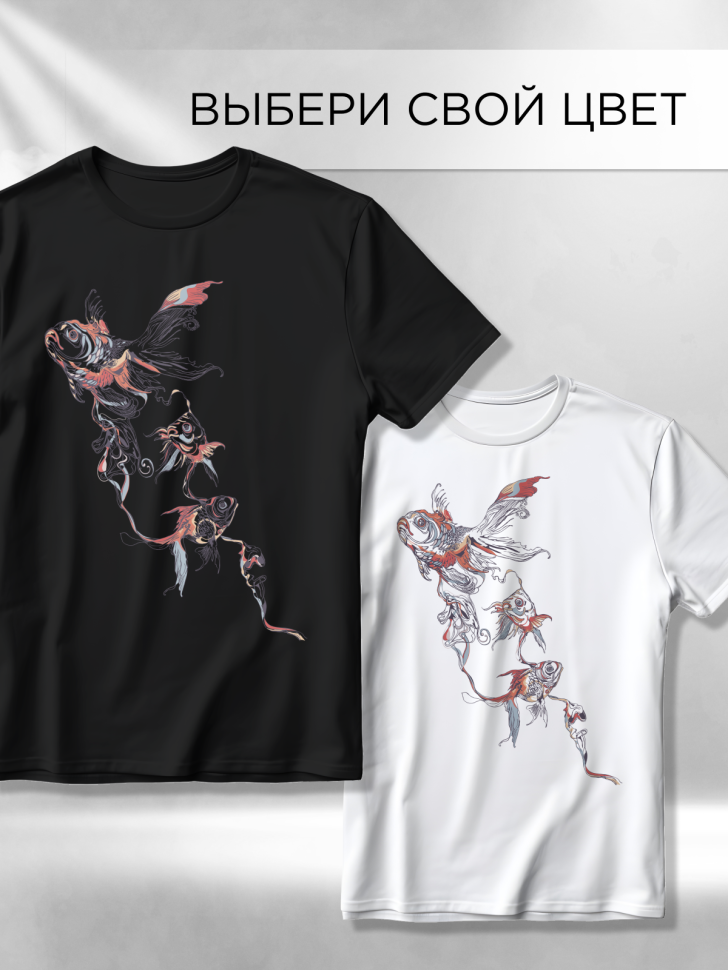 Футболка оверсайз универсальная с принтом Рыбы