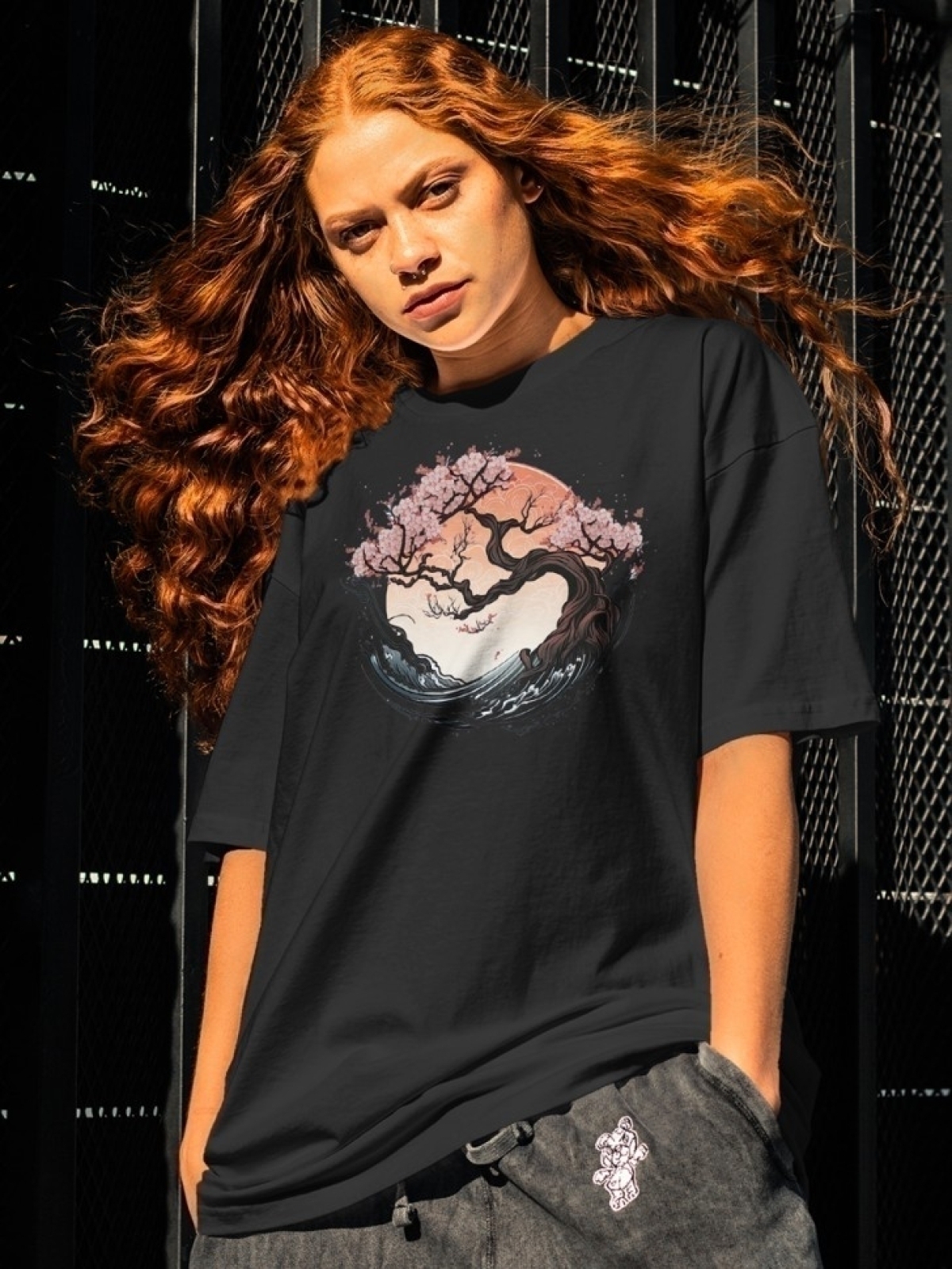 Футболка оверсайз с принтом сакура 5 Футболка оверсайз с принтом сакура 5