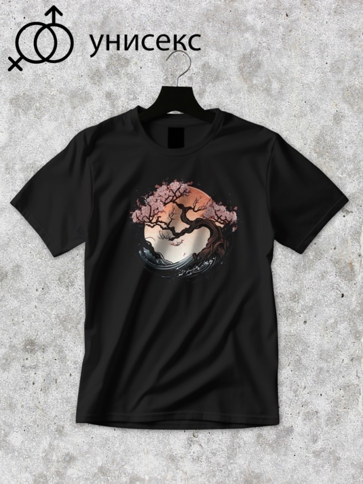 Футболка оверсайз с принтом сакура 5
