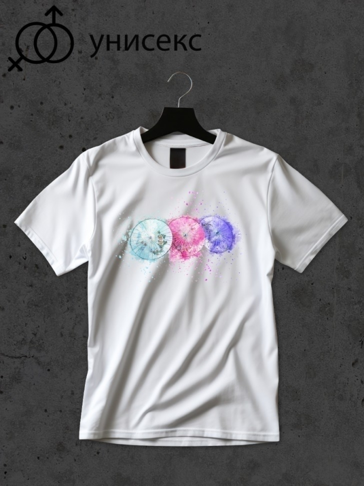 Футболка оверсайз принтом акварель зонтики 3