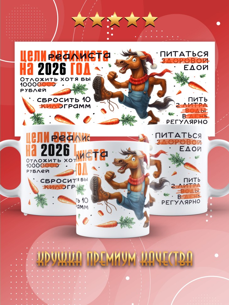 Кружка с прикольным принтом на новый год в подарок 