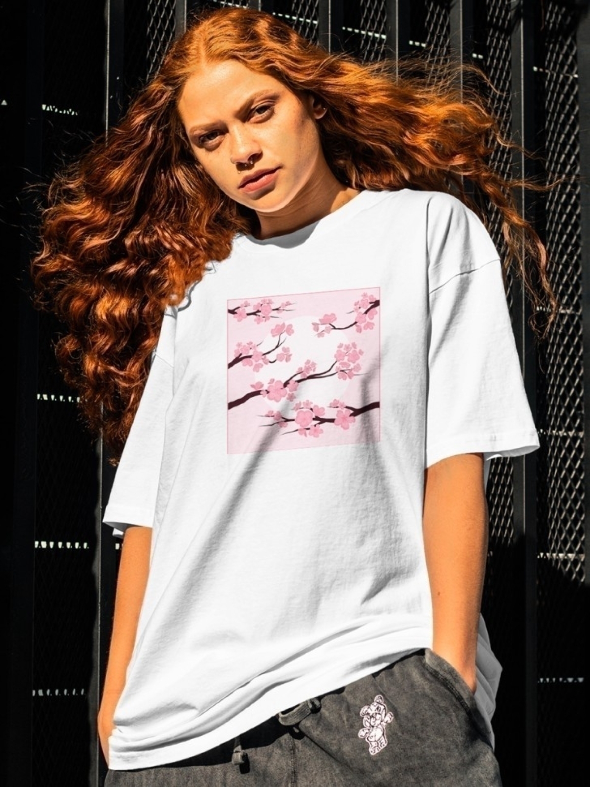 Футболка оверсайз с принтом сакура 6 Футболка оверсайз с принтом сакура 6