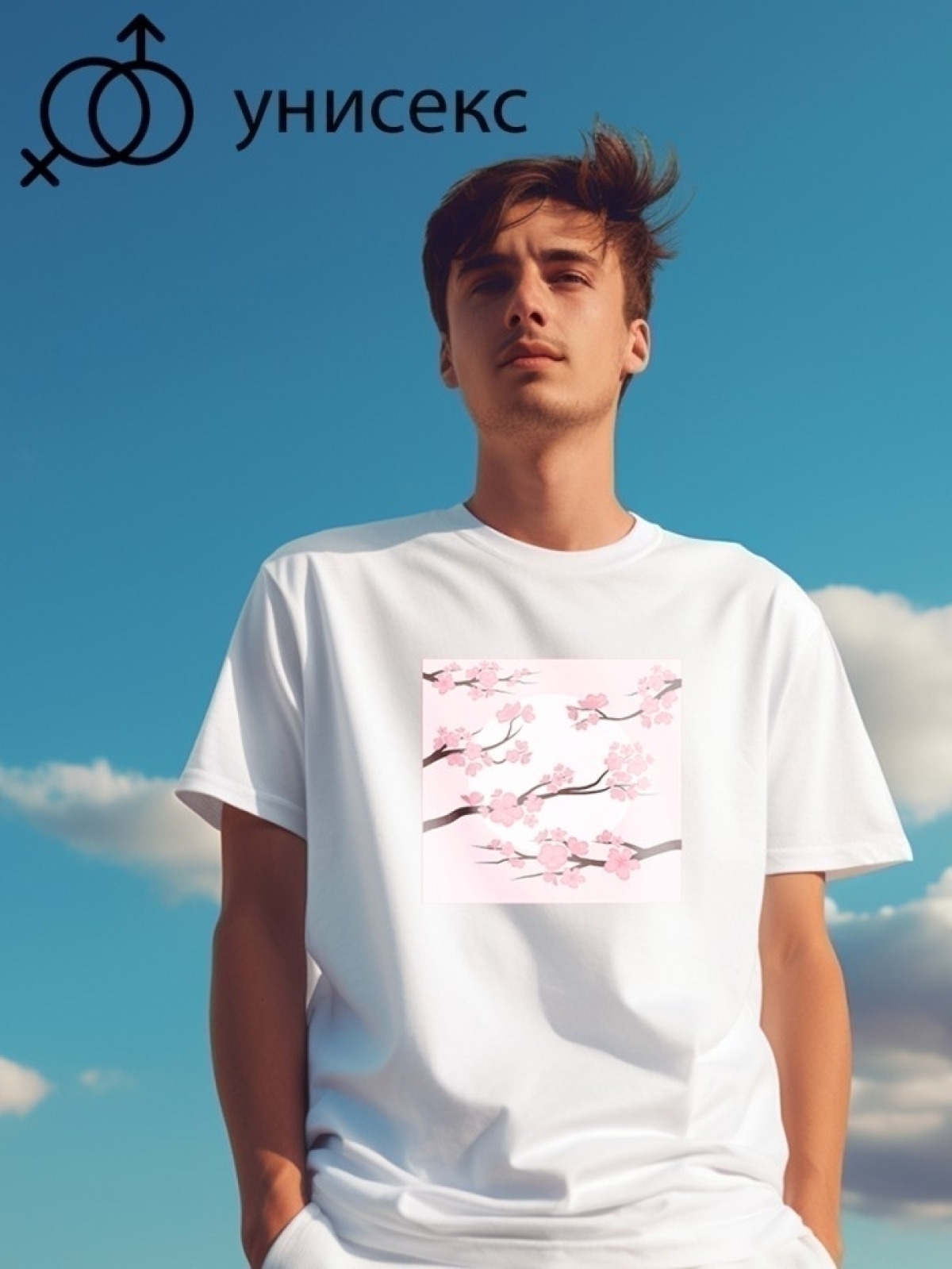 Футболка оверсайз с принтом сакура 6
