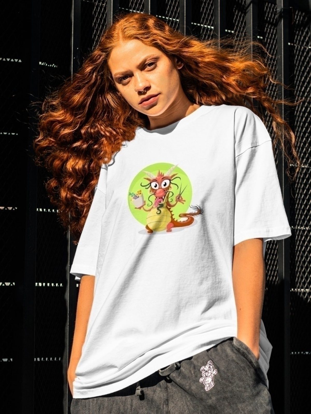 Футболка оверсайз принтом дракон 5