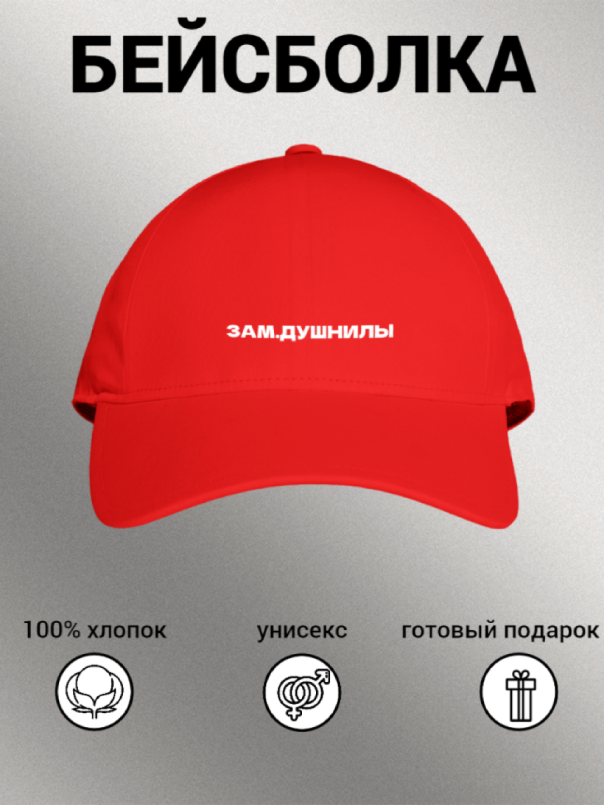 Бейсболка женская мужская унисекс с принтом ЗАМ. ДУШНИЛЫ