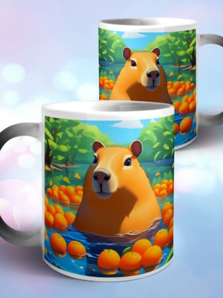 Кружка хамелеон керамическая с принтом Капибара