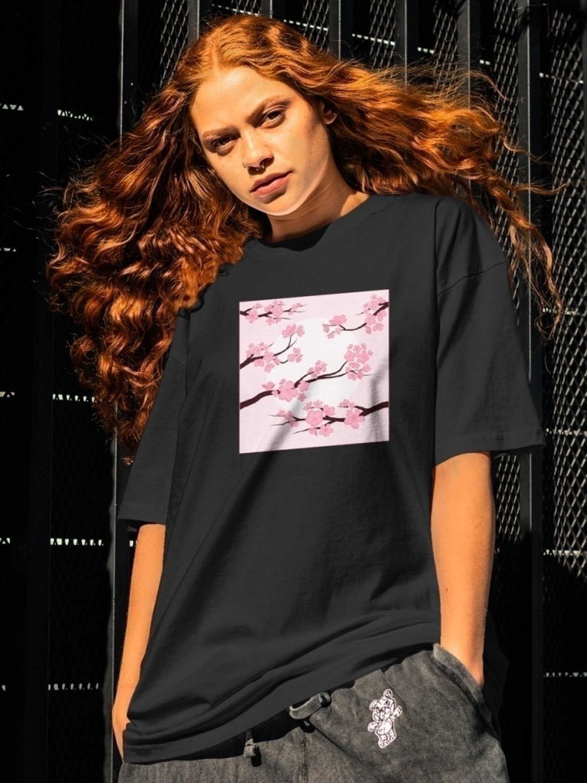 Футболка оверсайз с принтом сакура 6 Футболка оверсайз с принтом сакура 6