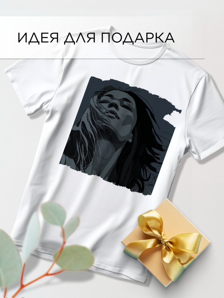 Футболка оверсайз с принтом Портрет белая