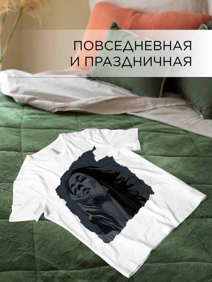 Футболка оверсайз с принтом Портрет белая