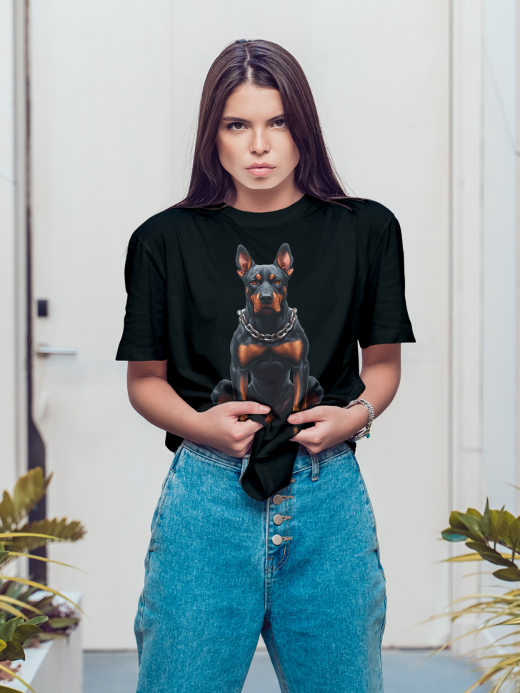 Футболка оверсайз женская с принтом доберман