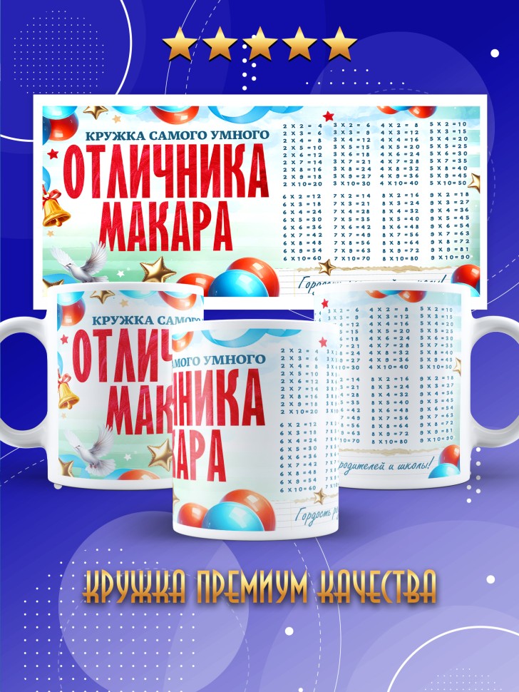 Кружка именная для школьника Макара