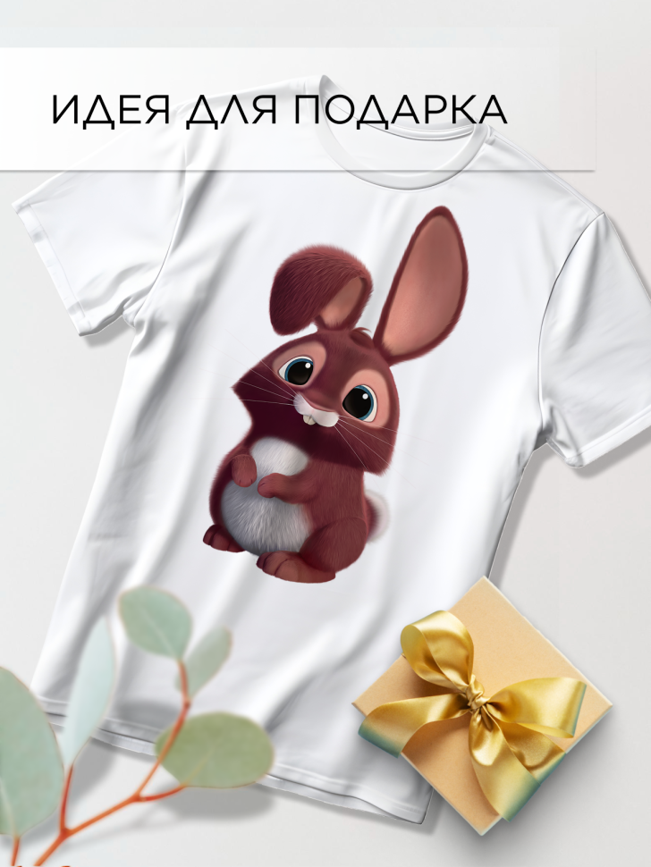 Футболка оверсайз с принтом Зайка белая