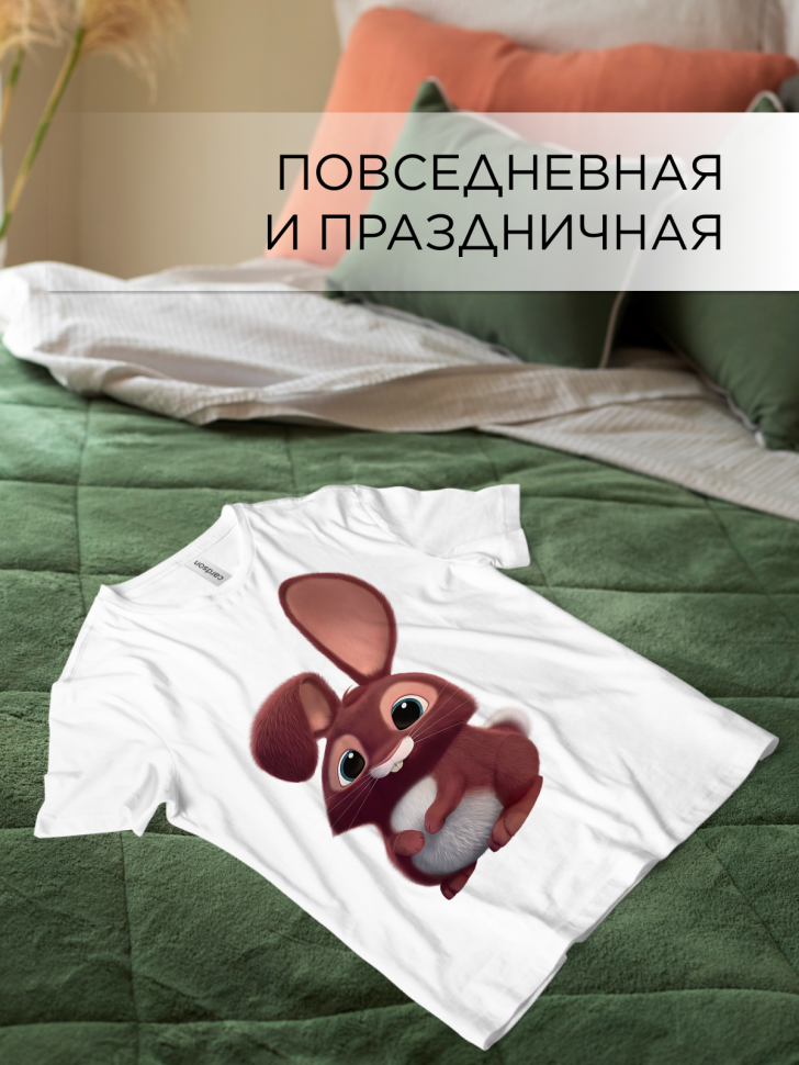 Футболка оверсайз с принтом Зайка белая