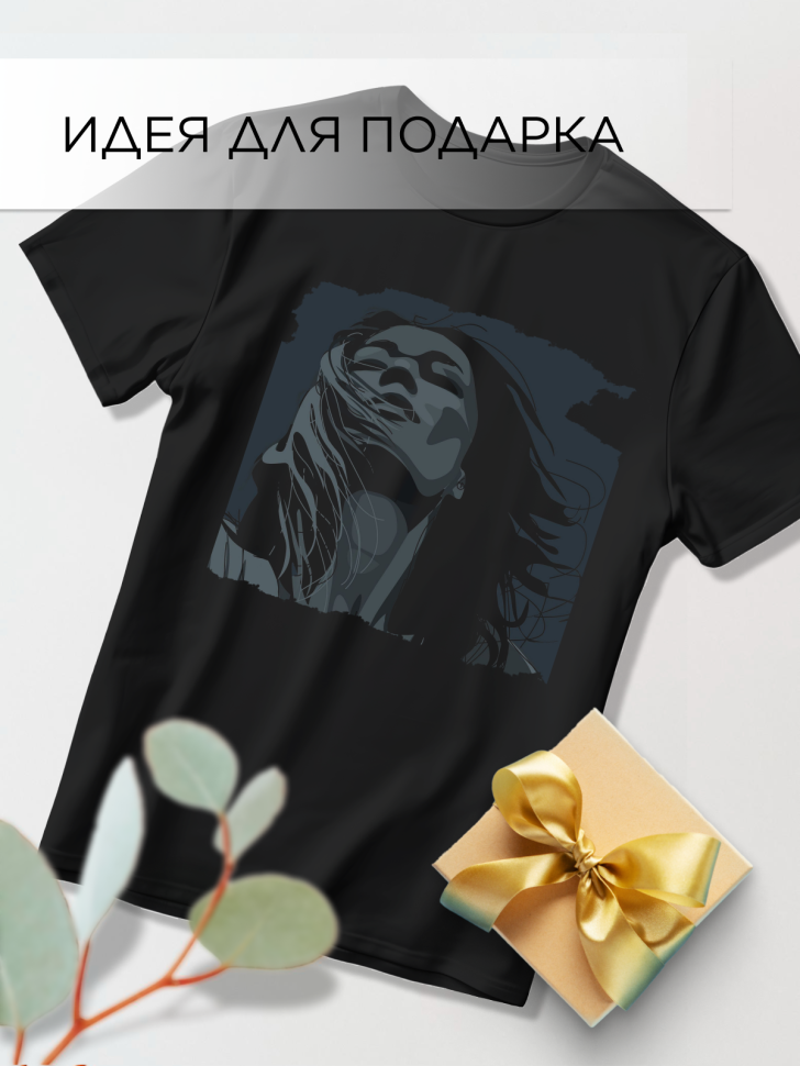 Футболка оверсайз с принтом Портрет черная