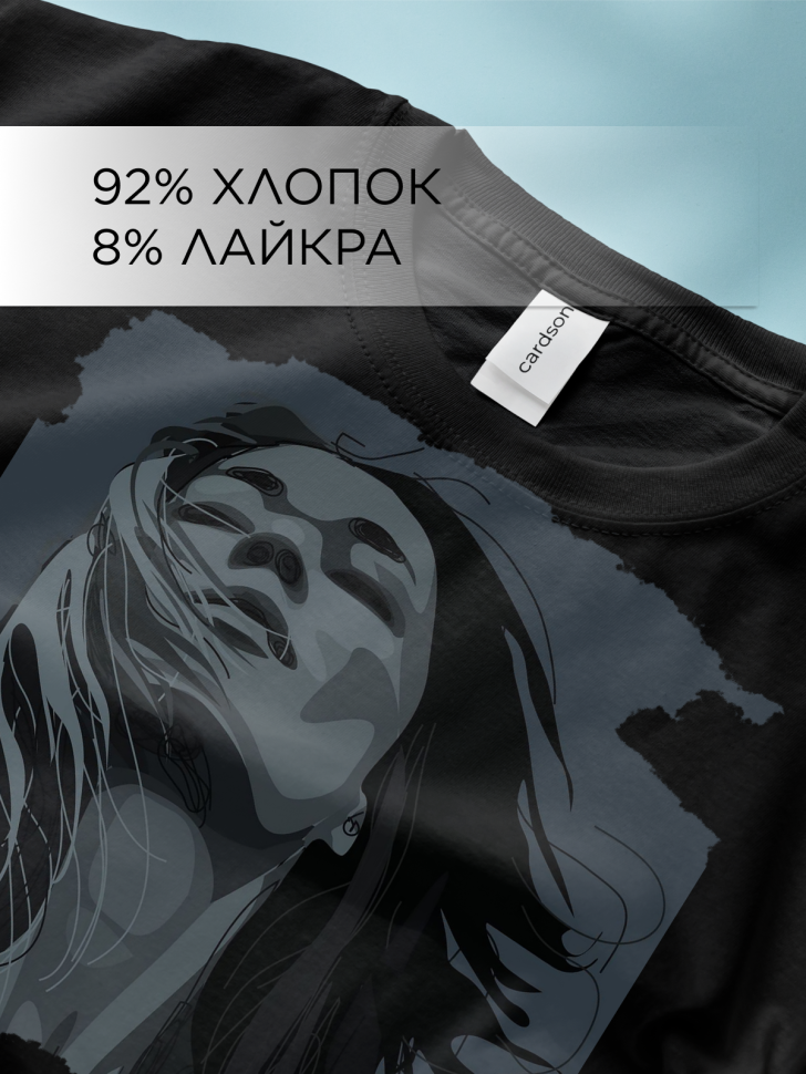 Футболка оверсайз с принтом Портрет черная