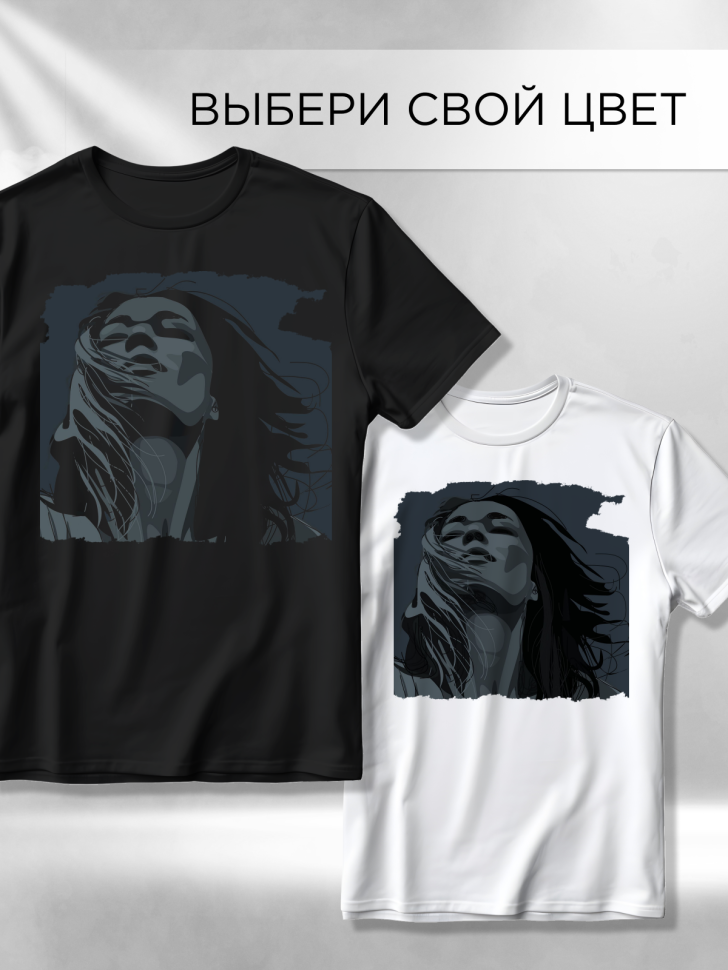 Футболка оверсайз с принтом Портрет черная