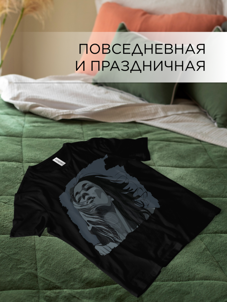 Футболка оверсайз с принтом Портрет черная