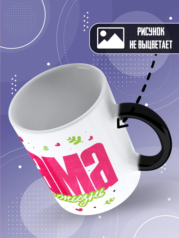 Кружка хамелеон маме в подарок Мама это жизнь 