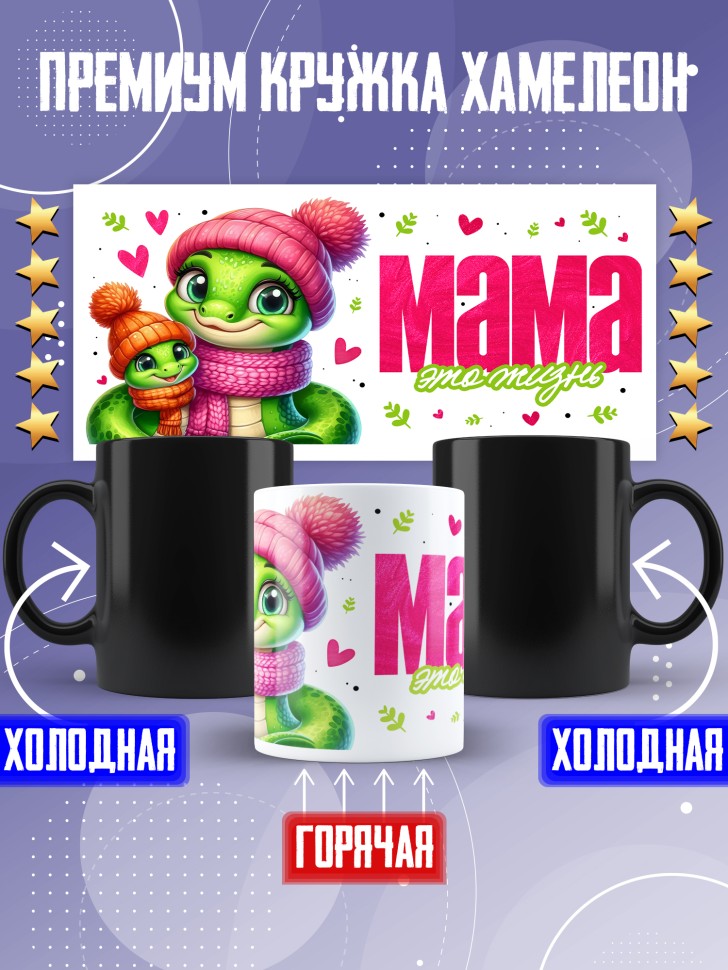 Кружка хамелеон маме в подарок Мама это жизнь Кружка хамелеон маме в подарок Мама это жизнь