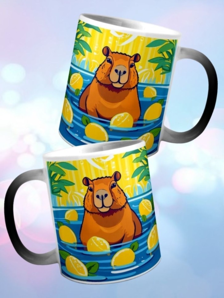 Кружка хамелеон керамическая с принтом Капибара