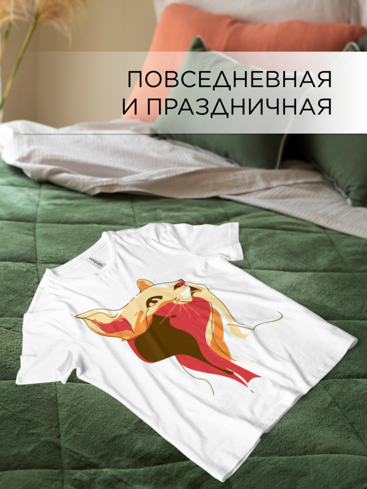 Футболка оверсайз с принтом Кошка вектор