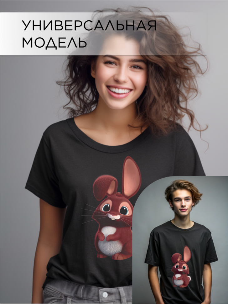 Футболка оверсайз с принтом Зайка черная