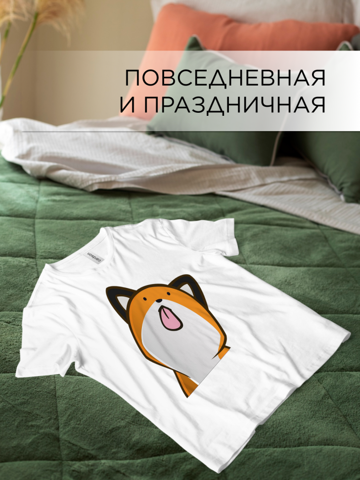 Футболка оверсайз с принтом Кот лизун белая