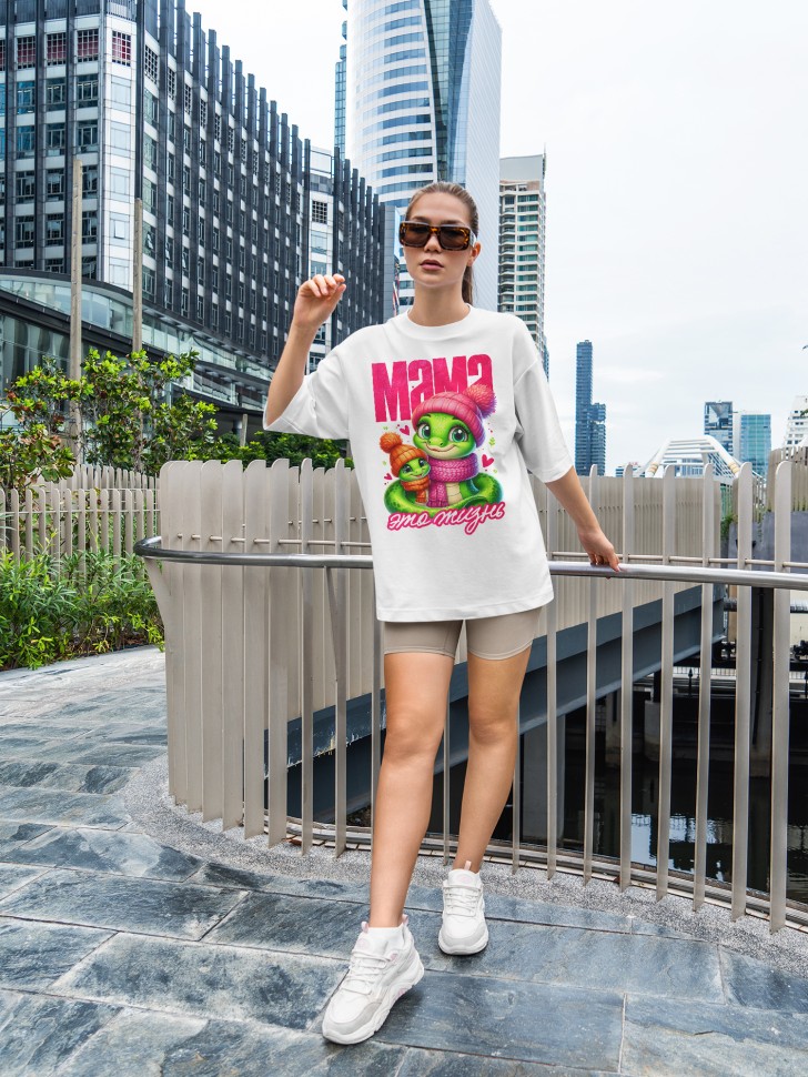 Футболка оверсайз женская с надписью маме  