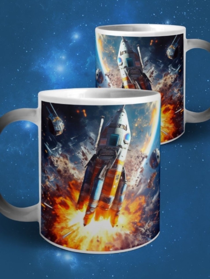 Кружка хамелеон керамическая с принтом Космос