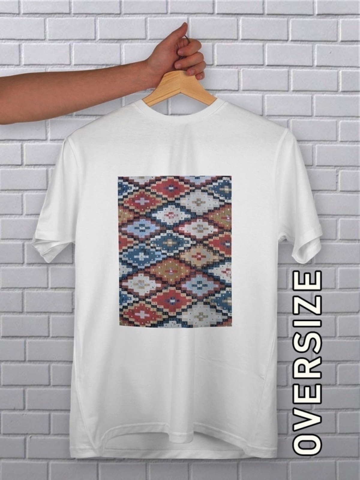 Футболка оверсайз женская белая восточный мотив