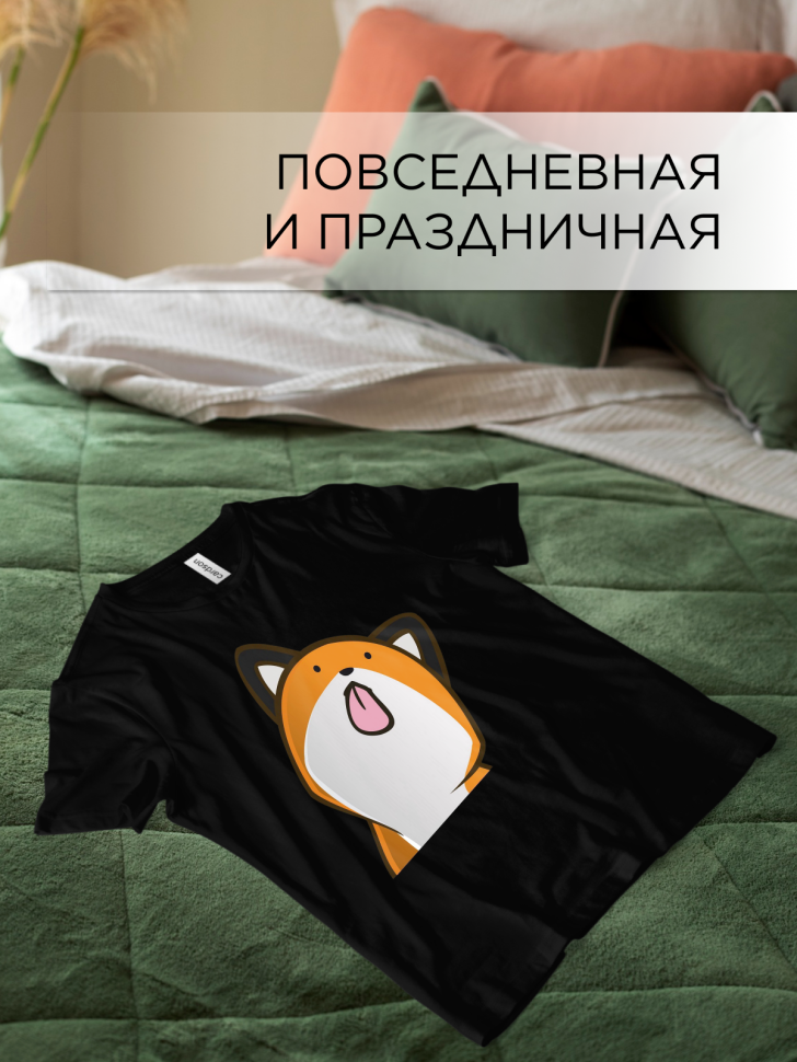 Футболка оверсайз с принтом Кот лизун черная