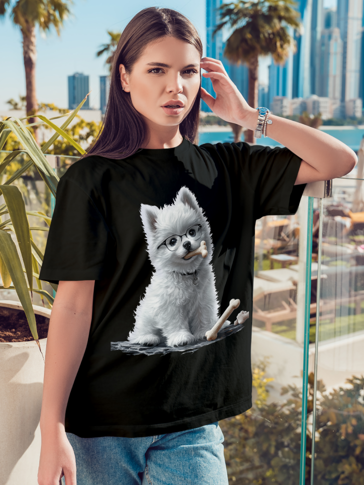 Футболка оверсайз женская с принтом милый щенок
