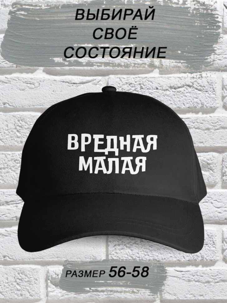 Бейсболка женская черная с прикольной надписью Вредная малая