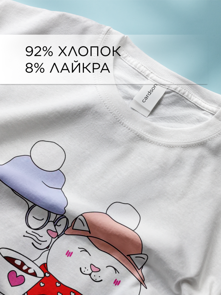 Футболка оверсайз с принтом Пара кошек Футболка оверсайз с принтом Пара кошек