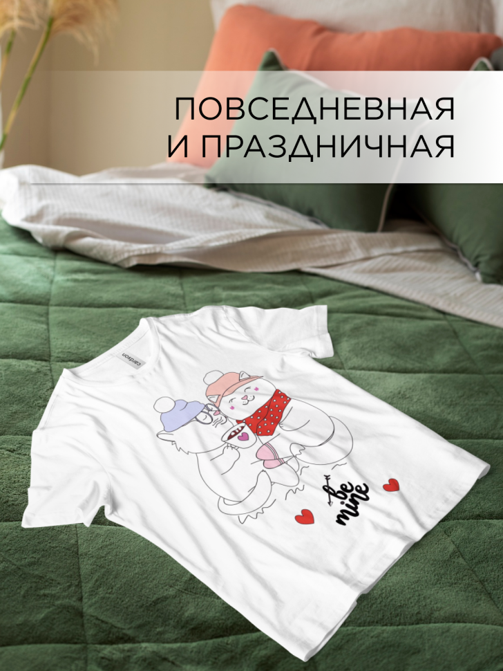 Футболка оверсайз с принтом Пара кошек Футболка оверсайз с принтом Пара кошек