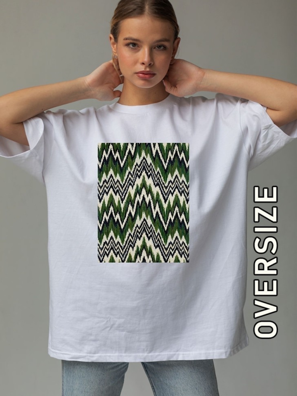 Футболка оверсайз женская белая гладь