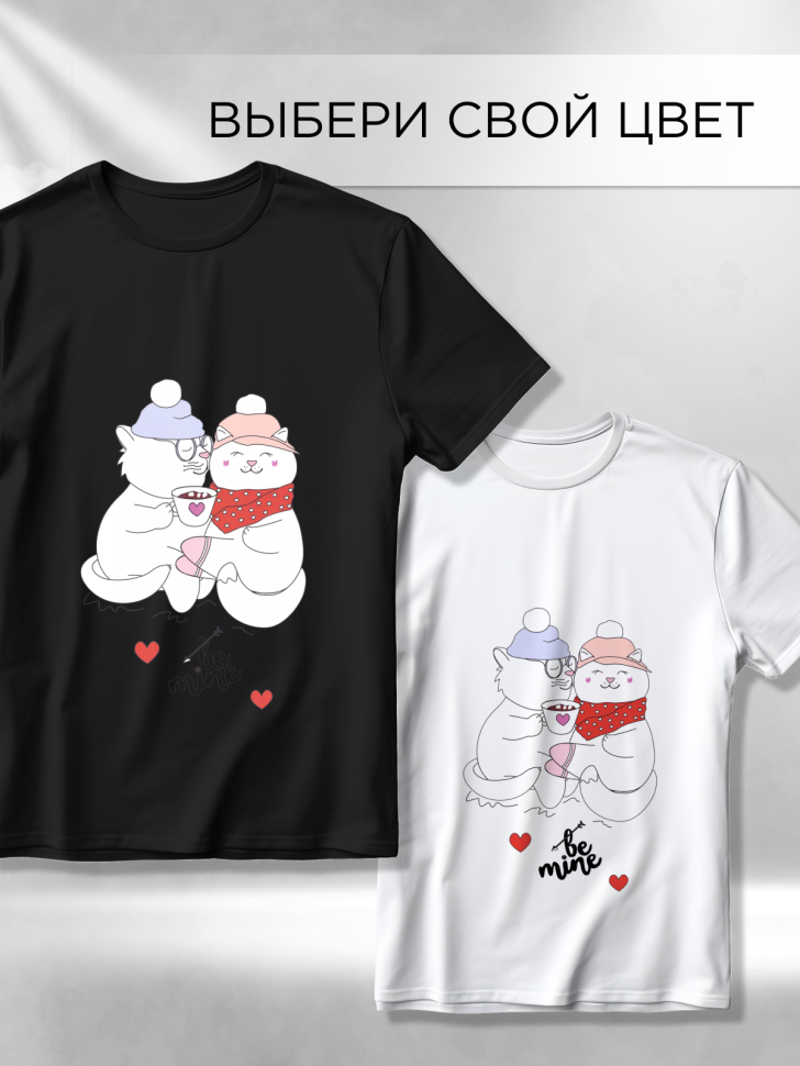 Футболка оверсайз с принтом Пара кошек